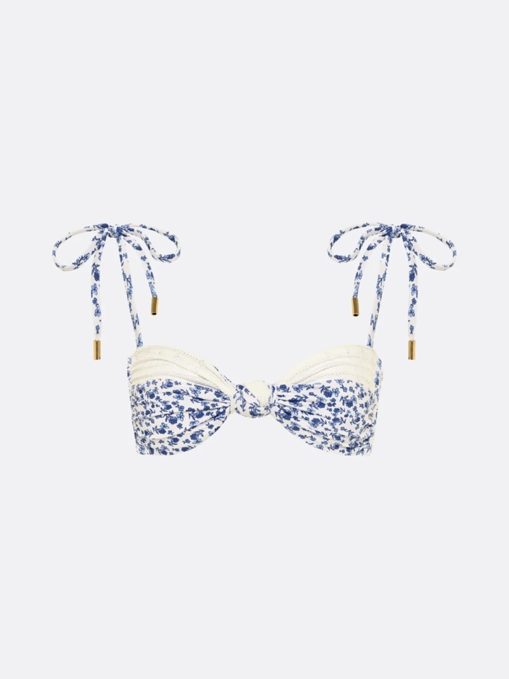 Blue Floral Tie-Shoulder Bandeau Top